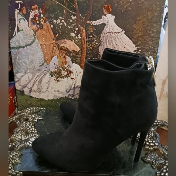 👠👠Black Suede Ankle High Heel👢👢 Size 10 Women,Zipper Back,Nice 🎁 💝 - Picture 8 of 8